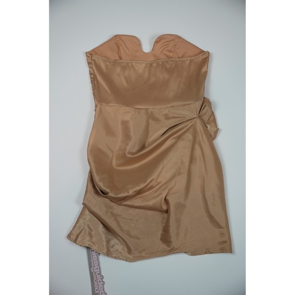 Missguided Gold Strapless Ruched Satin Mini Dress Women's Size L NWT - Picture 5 of 10